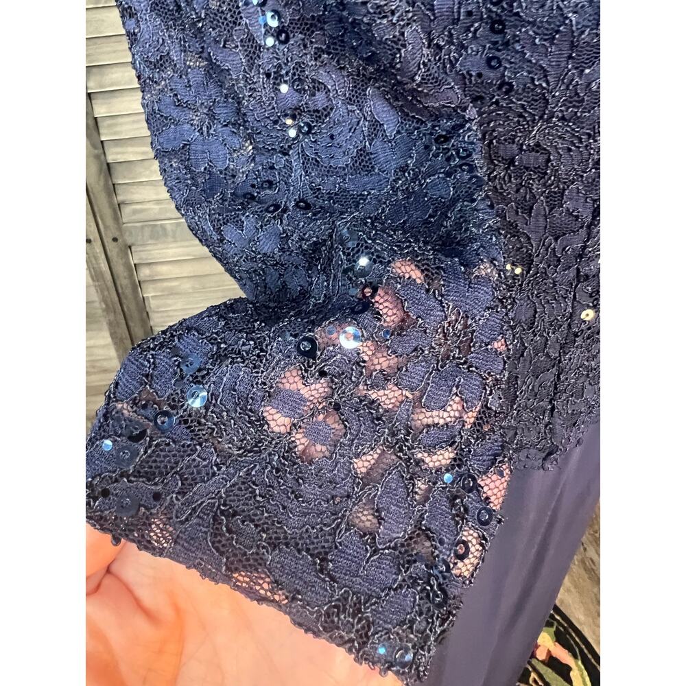 Alex Evenings Navy Sequin Lace Portrait Collar Mother of Bride Gown 4 NWT $189 - Picture 9 of 13